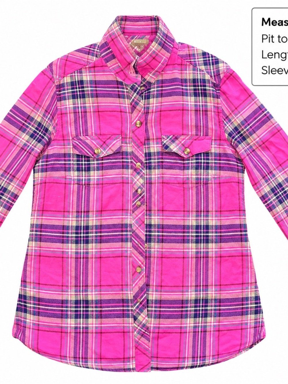 Eddie Bauer Classic Fit Pink Purple Plaid Button Down Shirt Women’s S